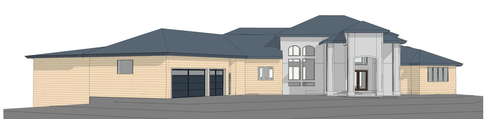 3D view of a remodel and addition to a single-family home