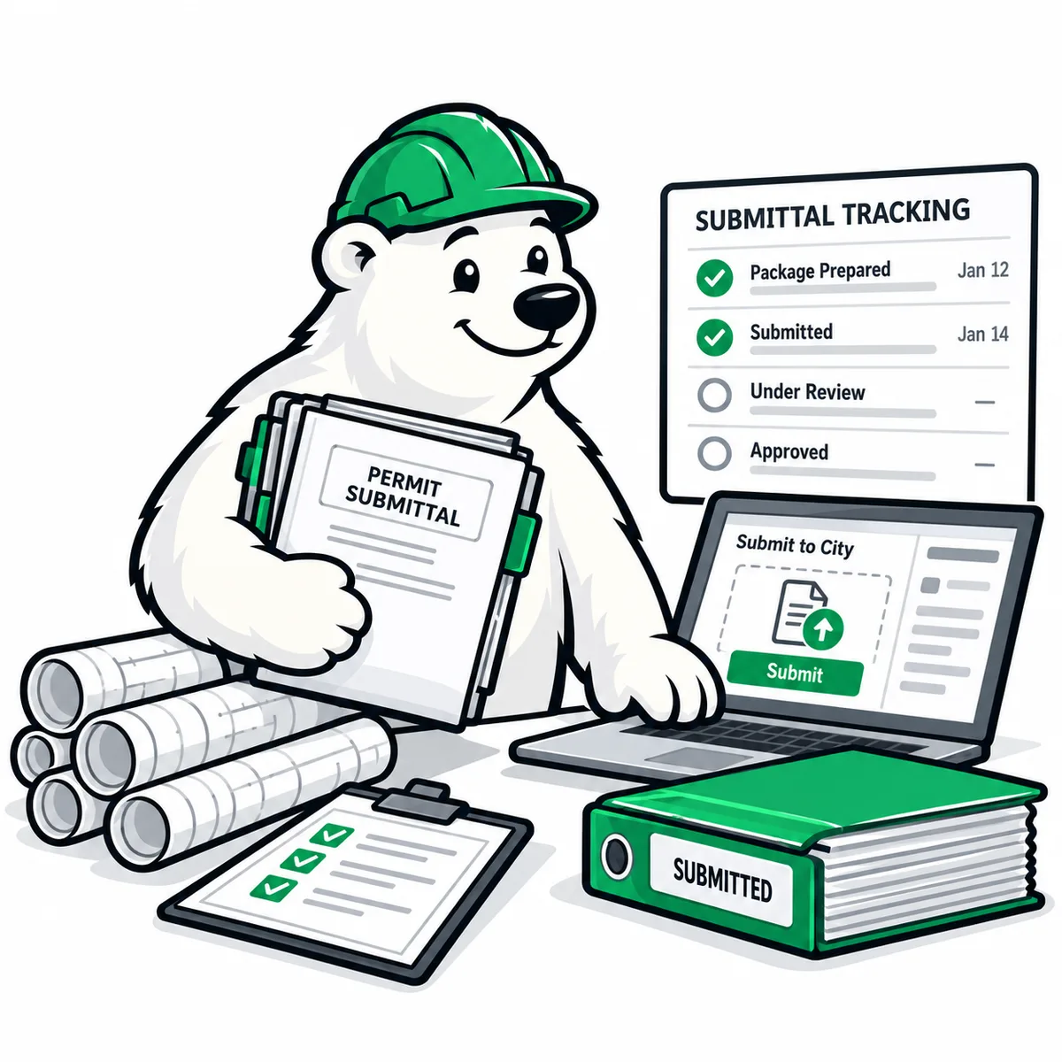 Polar bear submits a permit package and tracks its status