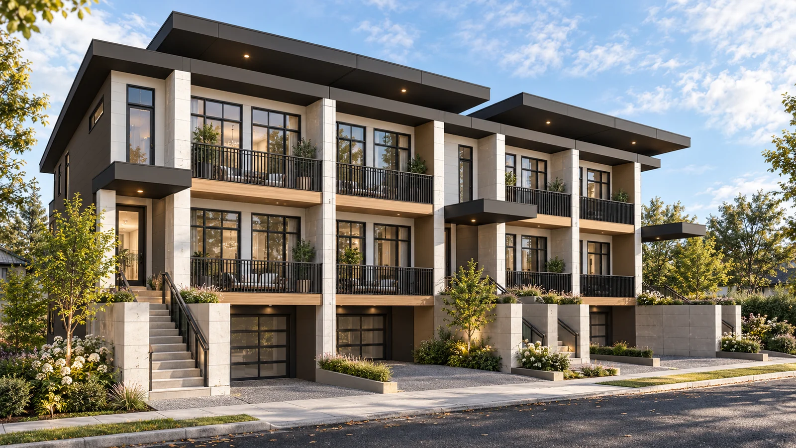 Townhouse 4-plex, Vancouver. Rendering of a project permitted in Vancouver.